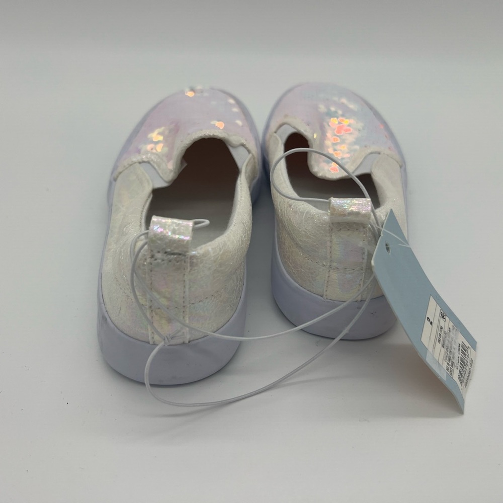 Cat & Jack Flip Sequin Shoes Sneakers Girls Aliki White Shiny Slip On - Picture 4 of 6